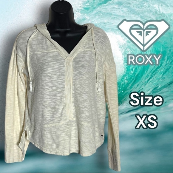 ROXY light weight pull over Ivory Cream Hoodie Surf Beach Size Extra Small - Picture 1 of 14